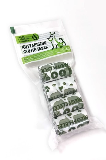 PLA  "KUTYAKAKIS" rollos tasak 110+(2x45)x260 mm (20 db./roll-4 tekercs/csomag) (MSZ EN13432) (56 csomag/karton)